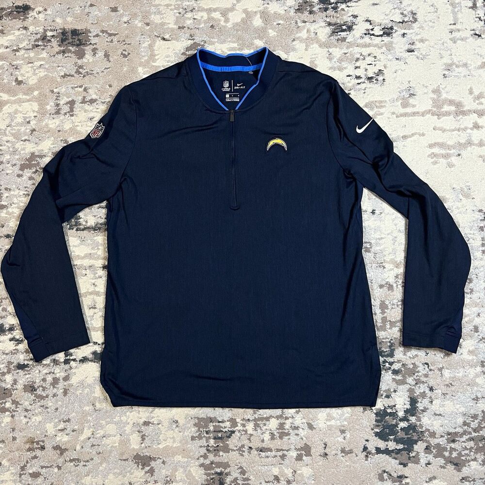 Nike Dri Fit Men's Large NFL On Field San Diego Chargers Pullover 1/4-Zip Navy